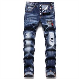Men Jean Black Jeans Italy Style Men's Fashion Pants D2 Knee Jean Denim Hop Hop Pant Designer Pants Jeans Mens Designer Casual Pants Womens Fashion Blue Denim Jeans