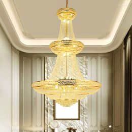 Chandeliers Luxury Living Room Crystal Chandelier El Lobby Villa High Ceiling Staircase European-Style