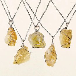 Pendant Necklaces Wholesale 10 Pieces Crystal Irregular Natural Citrine Necklace Suitable For Women Men Gift