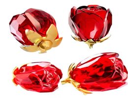 New Gorgeous Crystal Rose Flower 12quot Long Stemmed Red Glass Handicraft Flower Bud Love Forever Valentines Gift Romantic Weddi5564309