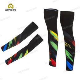 Arm Leg Warmers Team Champion Leg Warmer Rainbow Anti-UV Cycling Arm Warmer Breathable Bike Running Racing Bike Leg Cover 231109