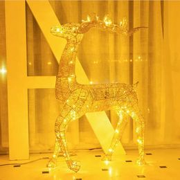 Christmas Decorations 40cm Christmas Deer Cart Ornaments Gold Reindeer Sleigh Christmas Decorations for Home Xmas Gifts Year Party Decor Noel 231109