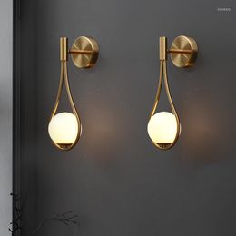 Wall Lamp Nordic Black Golden LED Metal Glass Lampshade Bedroom Bedside Restaurant Aisle Sconce Modern Bathroom Indoor Lighting