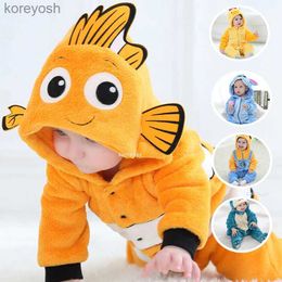 Pyjamas Anime Nemo Infant Baby Rompers Clothes Boys Girls Cartoon Pyjamas Cosplay Costume Baby Onesie Clothing Newborn Hooded CuteL231109