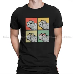 Men's T Shirts Retro Animal Lover Vintage Round Collar TShirt Capybara Capybaras Original Polyester Shirt Men Clothes Fashion