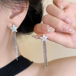 S925 Sterling Silver Cute Star Drop Earrings for Women Temperament Long Tassel Ear Line Earring Korean Fashion Jewellery Gifts