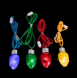 Light Up Christmas Bulb Necklaces Led Flashing Necklace for Xmas Accessory Party Favours Holiday New Year Decorations Supplies