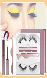 2 Pairs Magnetic false eyelashes magnetic eyeliner set 3D threedimensional imitation mink hair Reusable eyelash No Glue Needed7352768