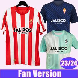 23 24 Sporting de Gijon Mens Soccer Jerseys IZQUIERDOZ QUEIPO CAMPU J. VARANE DIEGO S. J. OTERO DJUKA Home Away 3rd Football Shirts