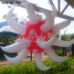 1.5m Diameter Yard Balloon Inflatable Stars Red Ball with White Horns and Lighting Bubbles