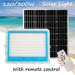 Solar Wall Lights IP66 Solar Sensor Light Starry Floodlight Home Outdoor Waterproof Rural Villa Courtyard High Brightness with Remote Street Light Q231109