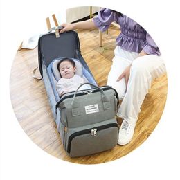 Diaper Bags Multifunction Mommy Bag Portable Baby Bed Travel Large Capacity Backpack For Mom Babies Change Waterproof With Pram Hook