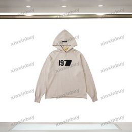 xinxinbuy Men designer Hoodie Sweatshirt Knitted hoodie Letter flocking high street long sleeve women blue Black XS-2XL