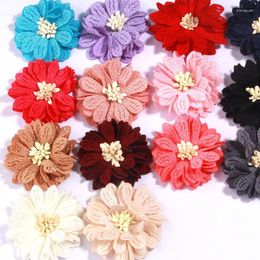 Decorative Flowers 100Pcs 4.5cm 1.77inch Eye Fabric Artificial With Stamen For Headwear Apparel Wedding Bouquet Decoration