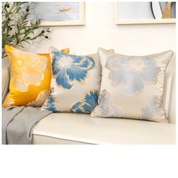 Pillow /Decorative Luxury Home Decorative Beige Blue Yellow Covers Embroidery Throw Cases Square Customised Pillowcase For So
