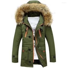 Men's Down Mens Fashion Winter Warm Coat Padded Thickening Fur Collar Hat Caps Hooded Hoodies Pockets Jacket Parkas Outerwear 2J1168