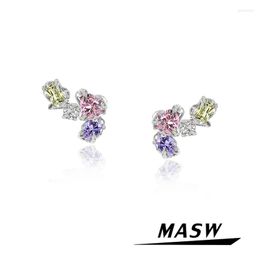 Stud Earrings MASW Original Design Flower Spring Summer Jewellery Delicate High Quality Brass Colourful Zircon For Women