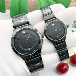 2pcs Women men lovers luxury designer Automatic quartz auto Watch steel band 2 hands Watches m2