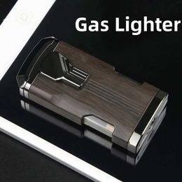 Lighters Tripe jet torch flame Fire No Gas Cigar Lighter Turbo Windproof Powerful Metal Spray Gun Kitchen with Cutter