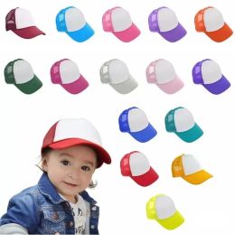 Festive 21 colors Party Hats Kids Cap children Mesh Caps Blank Sublimation Trucker Hat Girls Boys Toddler Cap FY0263