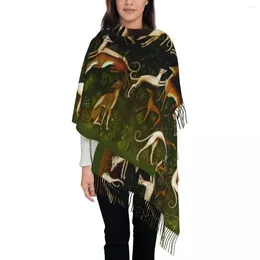 Scarves Women's Scarf With Tassel Greyhounds Large Soft Warm Shawl And Wrap Greyhound Whippet Lurcher Dog Gifts Cashmere