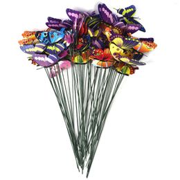 Garden Decorations 50Pcs 3D Butterfly Insert Rod Yard Planter Colourful Simulated Butterflies Stakes Party Outdoor Gardening Decoration