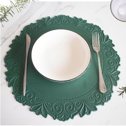 Table Cloth 5pcs/lot Non-slip Waterproof Anti-scalding Mat Lace Round Imitation Leather Placemat Plate Pot Bowl Heat Insulation Pad