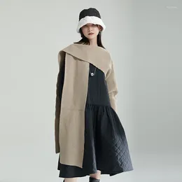 Women's Trench Coats 2023 Niche Design Winter Cotton Dress Loose Pendulum Thin Long Clothing Female