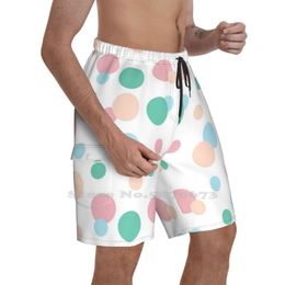Men's Shorts Jubijay Multi Color Bubbles Running Swimming Fitness Sports Pastel Pink Green Peach Blue Fun PolkaMen's