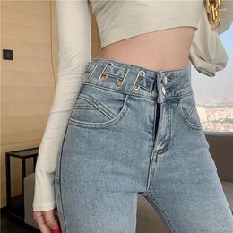 Women's Jeans 2023 Spring Front Button Up Skinny Pants Women Casual Fashion High Waist Stretch Pencil Autumn Trousers