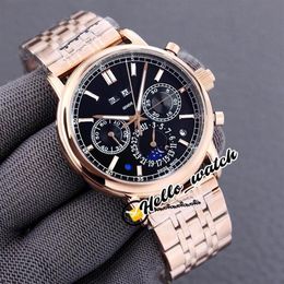 New Super Complex Perpetual Calendar 5204 1R-001 Automatic Mens Watch Moon Phase Black Dial Rose Gold Steel Bracelet Watches Hello310r