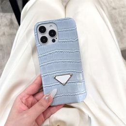 Designer Blue Phone Case Mens Womens IPhone 15 Promax Case Crocodile Leather IPhone Cases 15pro 12 11 13 14promax Fashion Phone Covers