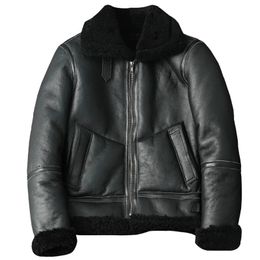 Men's Jackets Winter Genuine Sheepskin Leather Jacket Mens Wool Fur for Motorcycle Plus Size 5XL Thick Natural Warm Coat 231108