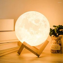 Luci notturne Camera di decorazione della luce della luna 3D Lampada calda a led per camera da letto Stella di Natale per bambini