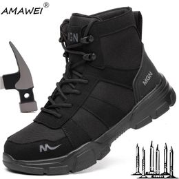 Boots AMAWEI Work Boots Indestructible Safety Shoes Men Steel Toe Shoes Puncture-Proof Sneakers Male Footwear Shoes Women Work Shoes 231108