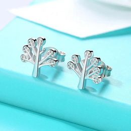 Stud Earrings Leaf Female Personality Trend Sweet Glossy Tree Of Life Mini Niche Design Accessories Wholesale