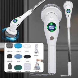 Vacuums 8 In 1 Electric Cleaning Cleaner Brush Spin Scrubber Kitchen Bathroom Household Rechargeable Rotary For Home 231108