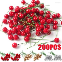 Decorative Flowers 50-200Pcs Pearl Small Berries Artificial Flower Stamens Cherry For Wedding Party Gift Box Christmas DIY Wreath Home