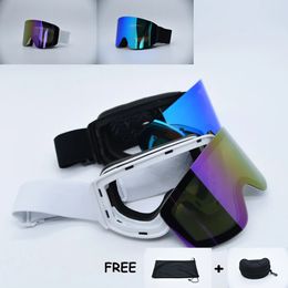 Ski Goggles With Magnetic Double Layer Lens Skiing Anti fog UV400 Snowboard For Men And Women Outdoor Sports Glass 231109