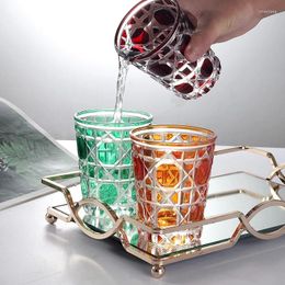 Wine Glasses Creative Gifts Vintage Light Luxury Chequered Glass Cup Advanced Sense Whiskey S Household