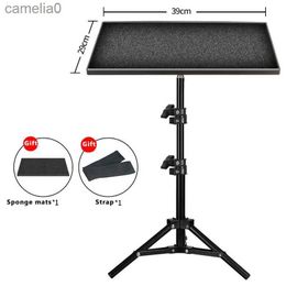 Tripods 120cm Portable Tripod Camera Professional Universal Stand Mount Laptop Projector Projection Bracket With Aluminium Tray OutdoorL231109