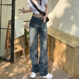 Women's Jeans Woman High Waist Baggy Wide Leg Cotton Denim Clothing Blue White Streetwear Vintage Fashion Harajuku Straight Pants