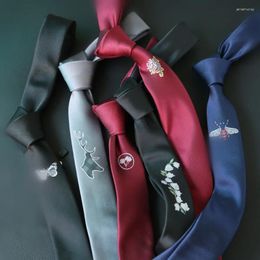 Bow Ties Embroidered Black Red Grey Positioning Tie Men's Embroidery Korean Versio British Narrow 5CM 6CM Trend Accessories