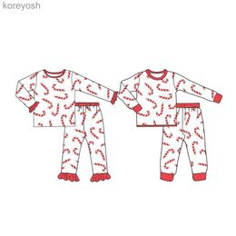 Pajamas New design Christmas style Brother and sister pajamas set Boys and girls Long pants Long sleeve pajamas set sugar cane patternL231109