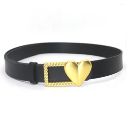 Belts Fashion Women's Gold Heart Button Adjustable Belt Jeans Skirt Accessories For Goth Luxury 105 CM