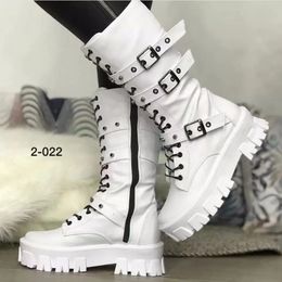 Boots Luxury Brand Woman 2023 Winter Pu Leather Platform Fashion Lace Up Punk Gothic Booties Casual Work Shoes botines mujer 231109