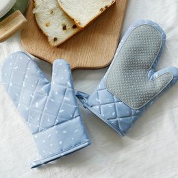 Oven Mitts 1 Pair Microwave Glove BBQ Oven Baking Pot Mitts Cooking Heat Resistant Kitchen Mittens 231109