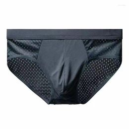 Underpants 1/2Pcs/Lot Men's Underwear Ice Silk Ultra-thin Breathable Antibacterial Triangle Shorts Mesh Mid-waist Large Size Sexy