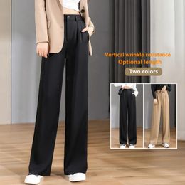 Women's Pants Capris High Waist And Wide Leg Pants Female Spring Autumn Vertical Casual Fashion Loose Straight Tube Floor Mopping Suit Trousers 231108