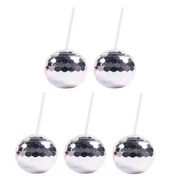 Disposable Cups Straws Disco Ball Cups with straws Wedding Bridal Shower Bachelorette Decoration Cocktail Cup Drink Bottle Summer Beach Pool Supplies 231109